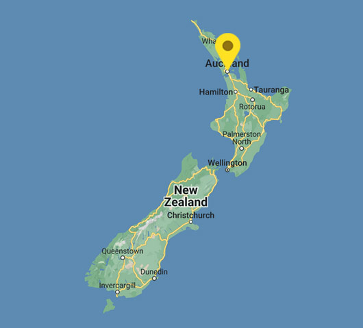 Map of NZ showing branch location